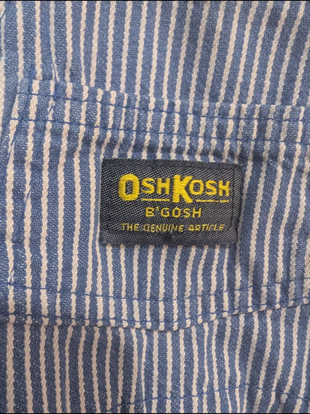 VTG OshKosh B'gosh Blue Stripe Kids Overalls 18m Made In The USA